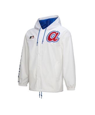 Men's White Atlanta Braves Vintage Full-Snap Hooded Coaches Jacket