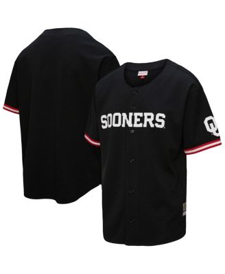 Mitchell & Ness - Men's  Black Oklahoma Sooners On The Clock Full-Button Fashion Jersey