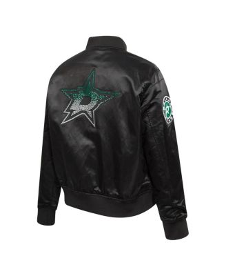 Women's Black Dallas Stars Rhinestone Jewels Satin Full-Snap Jacket