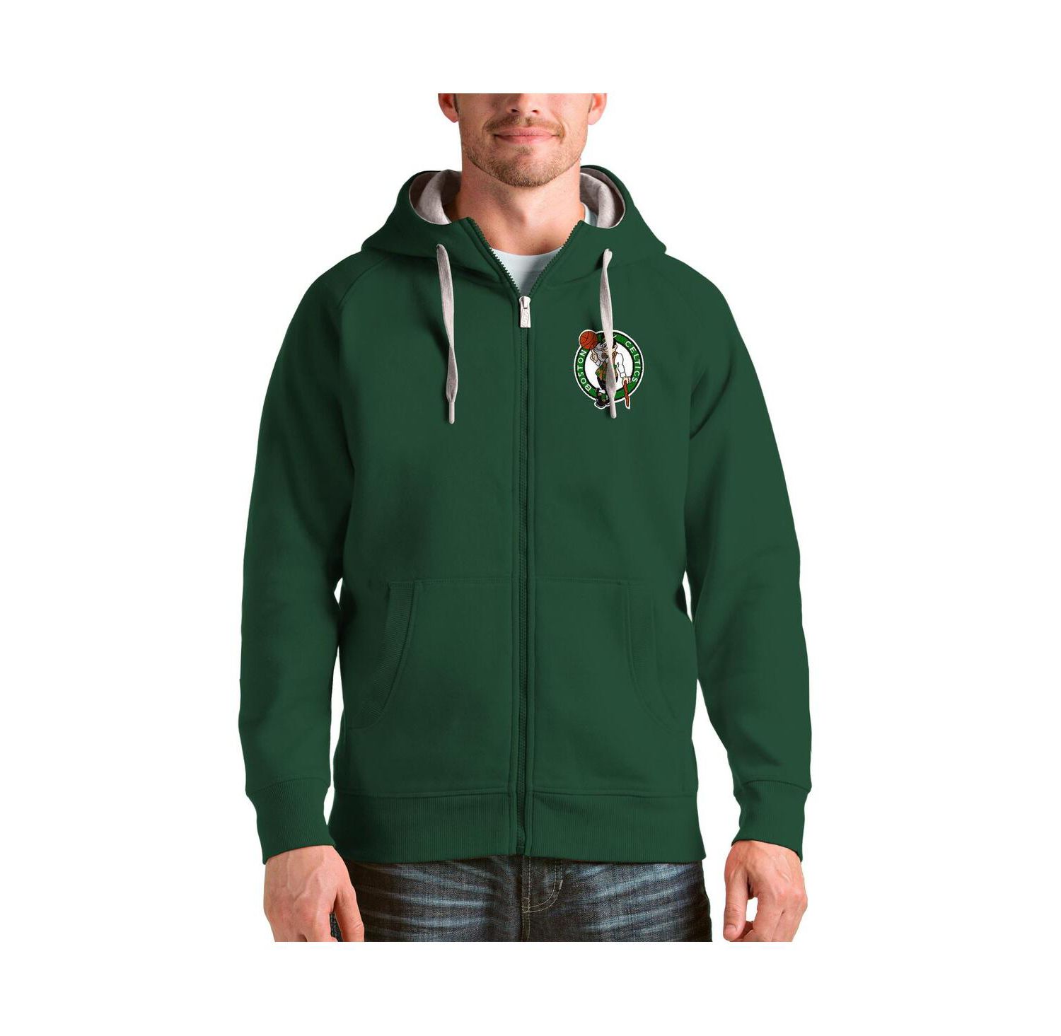 Men's Hunter Green Boston Celtics Logo Victory Full-Zip Hoodie