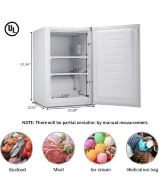 Upright Freezer 3.0 Cu.ft, Compact Mini Freezer with Reversible Single Door, Temperature Control, Removable Shelves, Small freezer Stainless Steel for Dorms Home Office, White