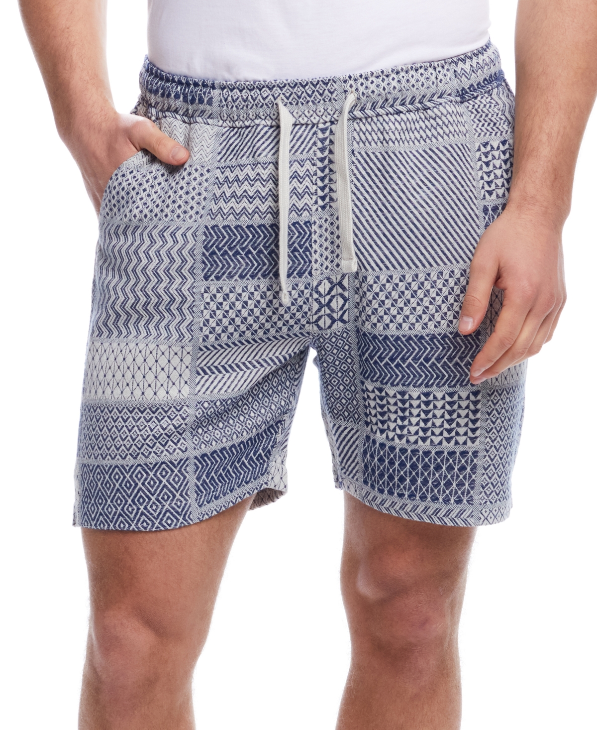 Men's Jacquard Knit Patchwork 6" Shorts - Cream/Navy