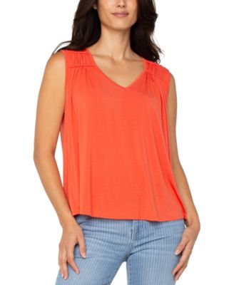 Women's Sleeveless Shirred Detail Knit Top