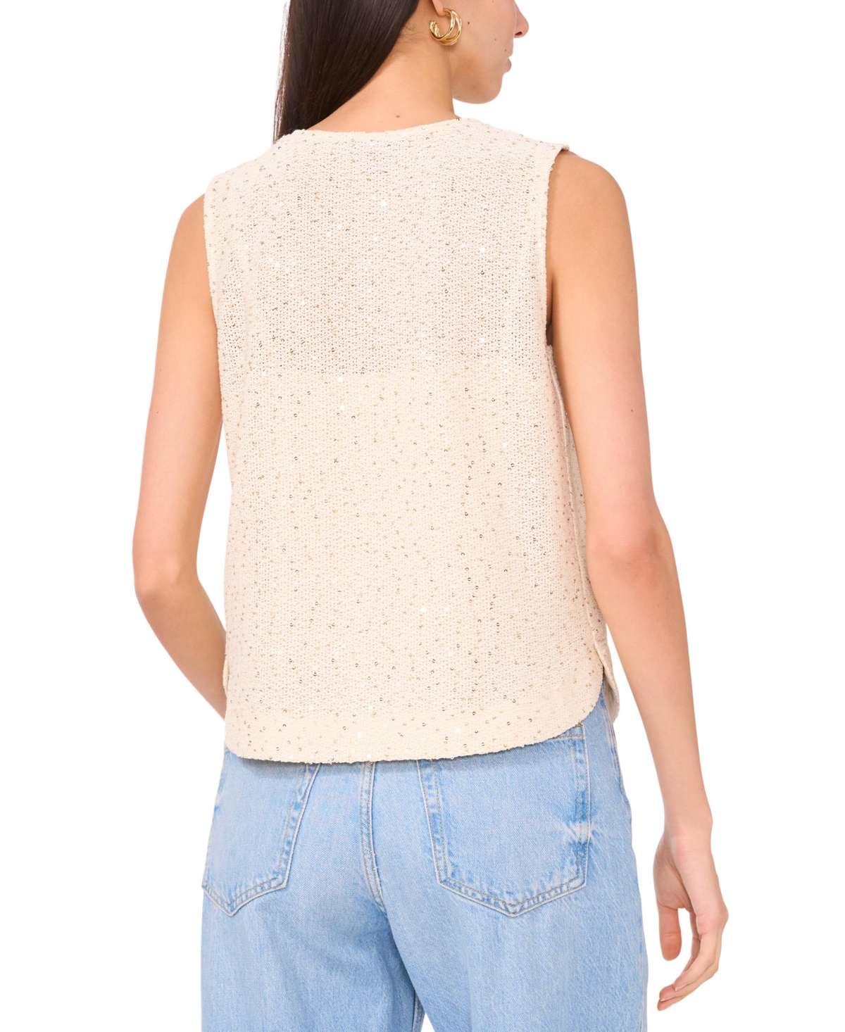 Vince Camuto Sequin Sweater Tank In Neutral