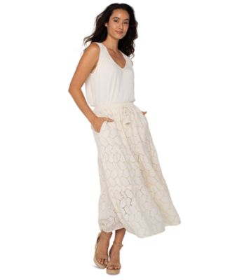 Women's Cotton Eyelet Maxi Skirt