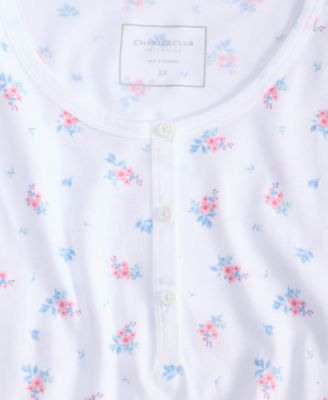 Plus Size Cotton Essential Henley Sleep Shirt, Exclusively at Macy's