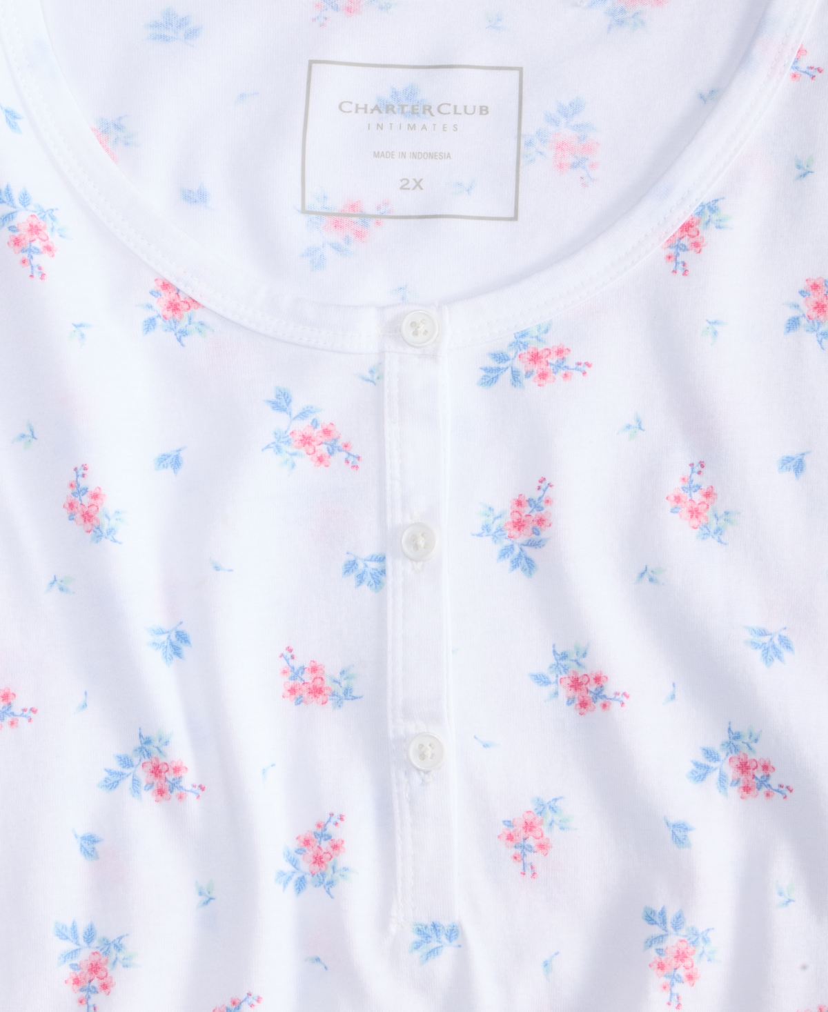 CHARTER CLUB PLUS SIZE COTTON ESSENTIAL HENLEY SLEEP SHIRT, EXCLUSIVELY AT MACY'S 
