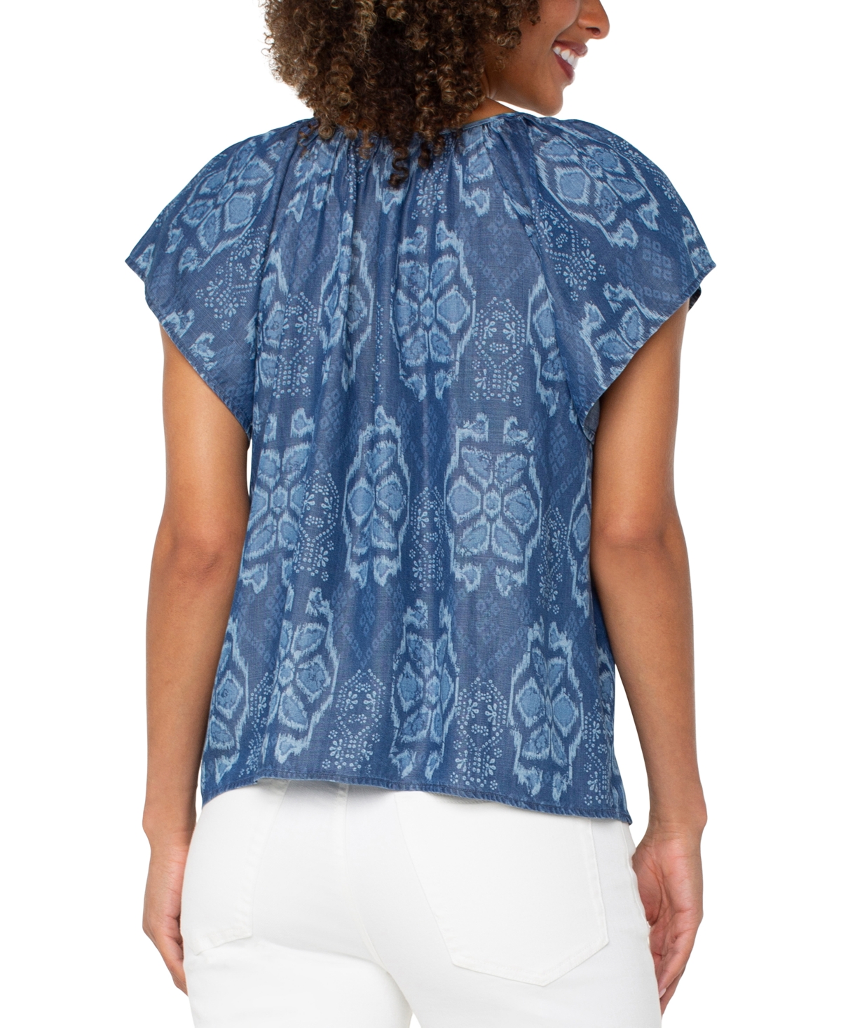 Liverpool Los Angeles Plus Size Flutter-sleeve Tie-front Woven Top