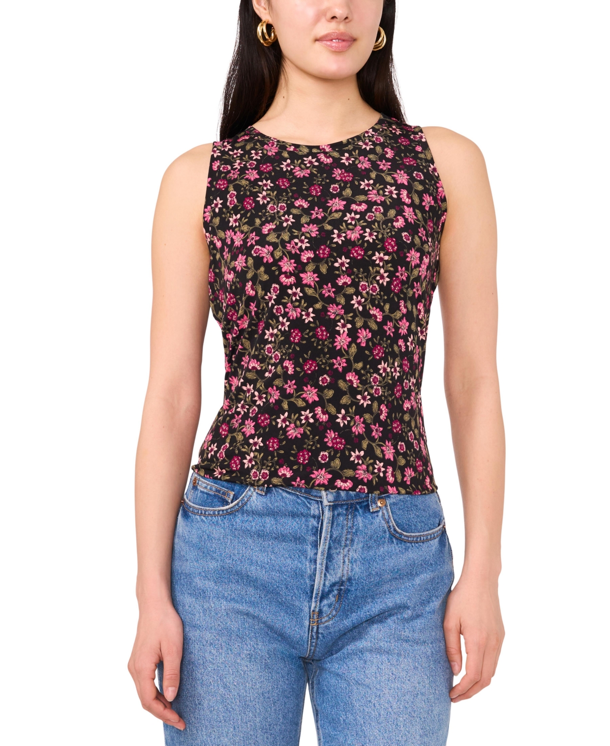 Shop Vince Camuto Women's Printed Keyhole-back Tank Top