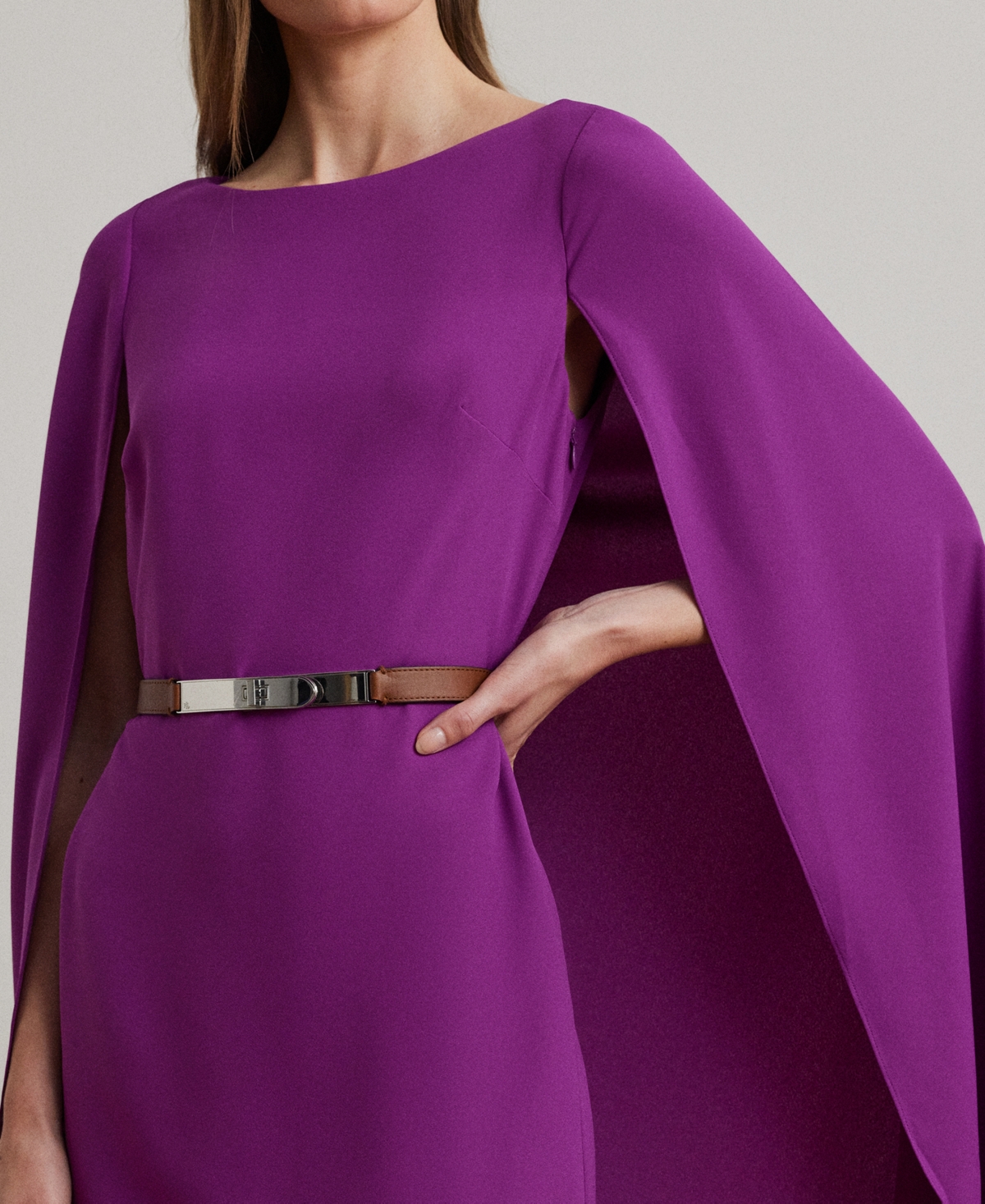 Ralph Lauren Women's Cape Georgette Cocktail Dress