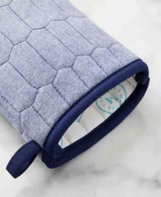 Honeycomb Quilted Chambray Oven Mitt Set, 7" x 13"