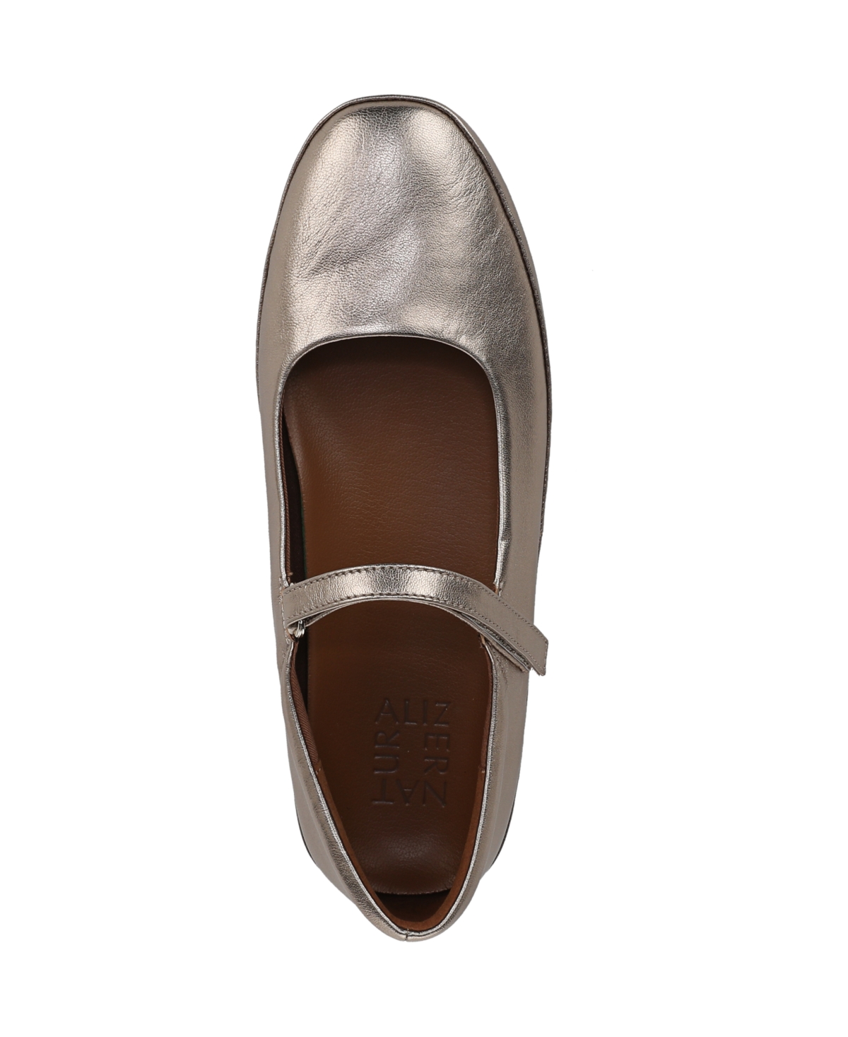 Shop Naturalizer Women's Behold Round Toe Mary Jane Flats In Warm Silver Leather
