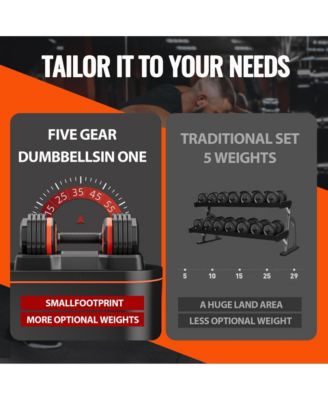 55LB 5-in-1 Adjustable Dumbbell – Anti-Slip Metal Handle, Quick Weight Change for Full-Body Home Gym Workouts