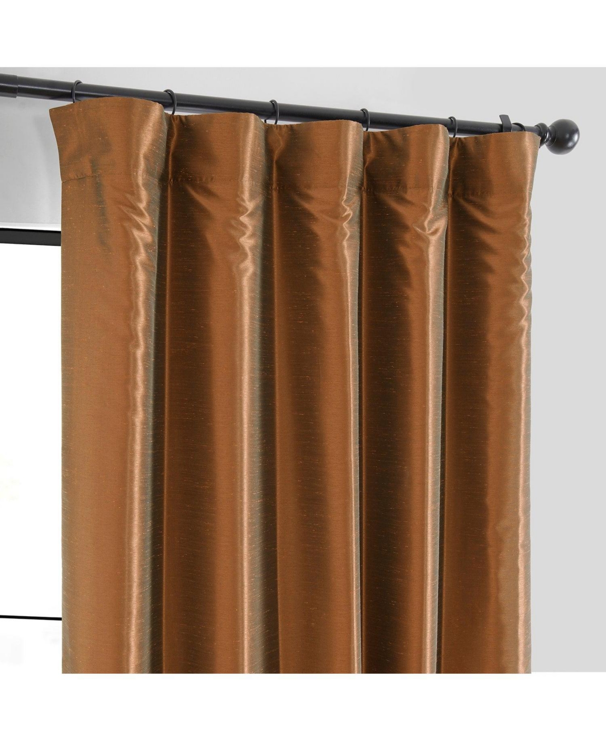 Half Price Drapes Copper Kettle Vintage Textured Faux Dupioni Silk Blackout Curtain In Brown