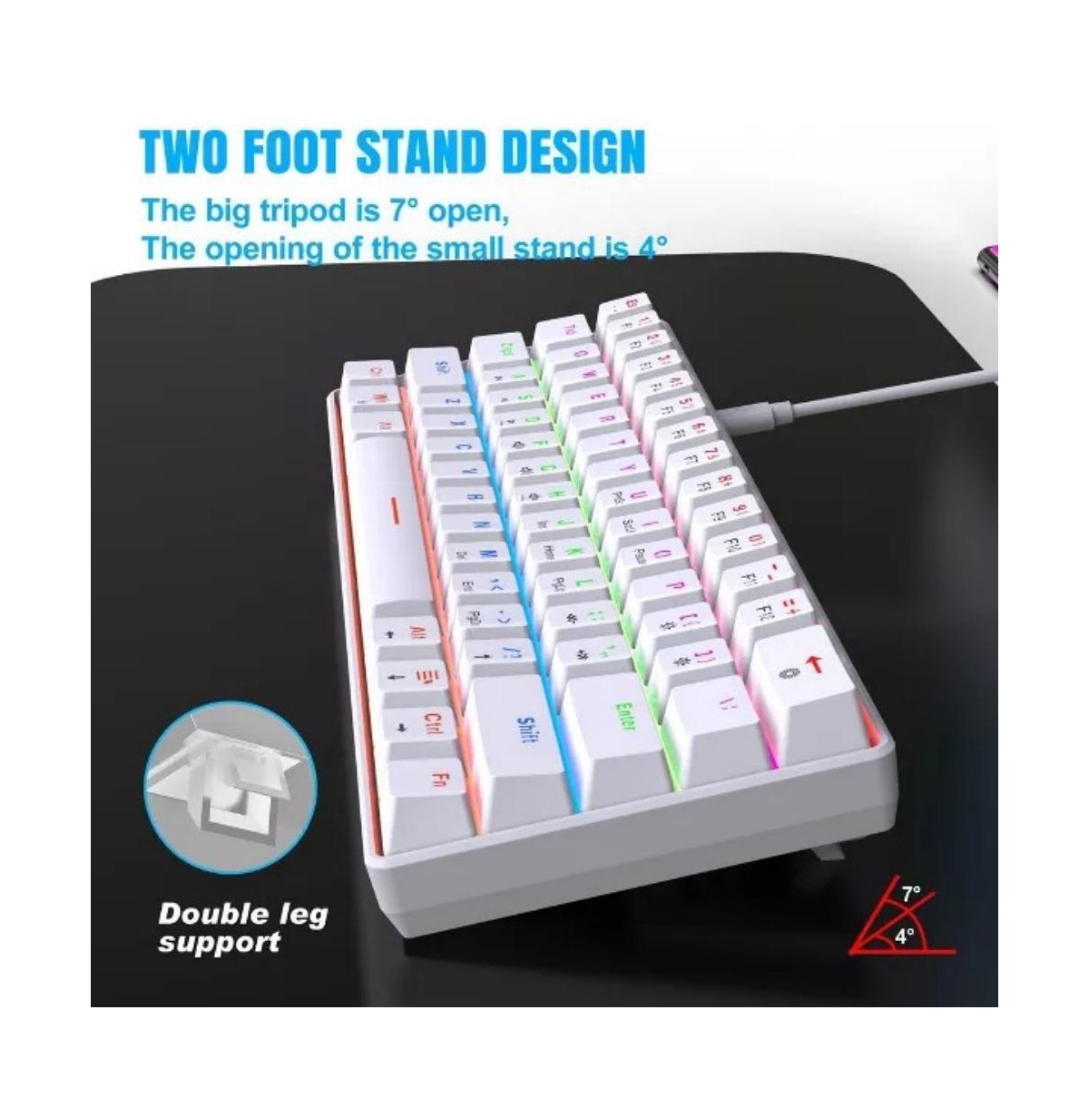 60% Mechanical Gaming Keyboard, Red Switch, Wired Gaming Colorful Backlit Gaming Keyboard, Pudding Keycaps Compact