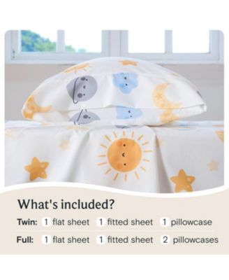 4 PC Full Sheet Set Soft Microfiber, Wrinkle-Free, Machine Washable, Toddler Bedding for Girls, Boys, Teens