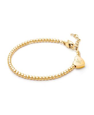 Children's 14K Gold Dainty Heart & Engraved Initial Girls' 5.25" Bracelet