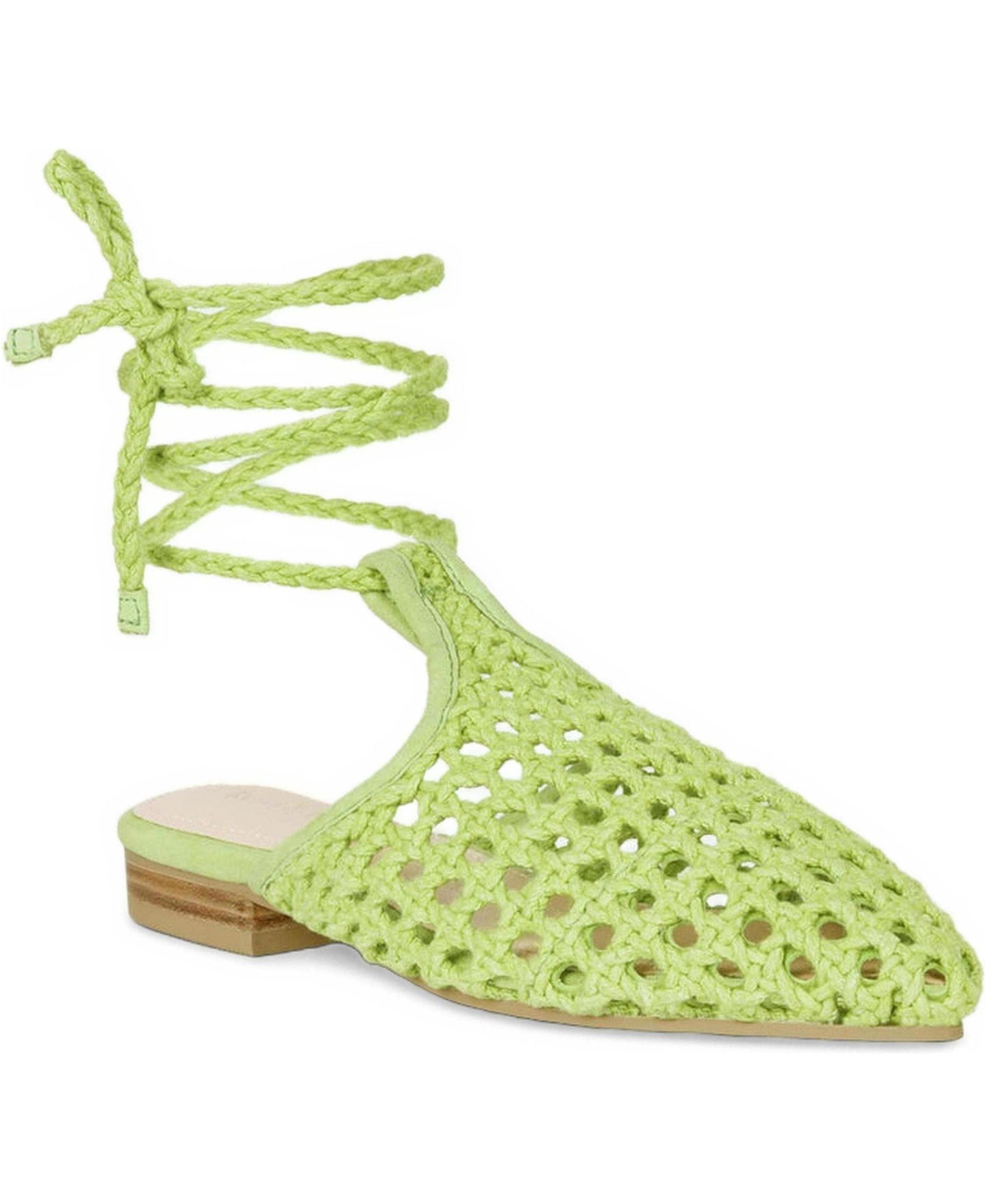 Женские сабо Rag & Co Tutsi Handwoven Honeycomb Tie Up Flat Mules, цвет: Зелёный — фото 2