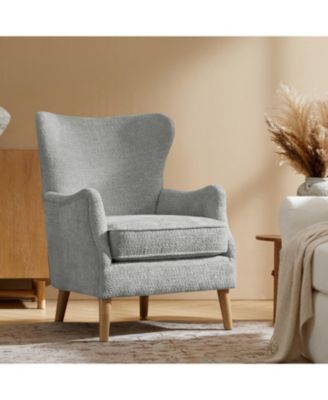 Caden 28.5" Modern Boucle Wingback Armchair With Solid Wood Legs