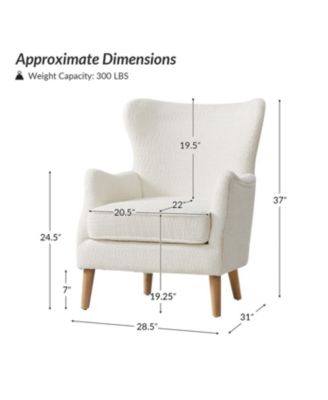 Caden 28.5" Modern Boucle Wingback Armchair With Solid Wood Legs