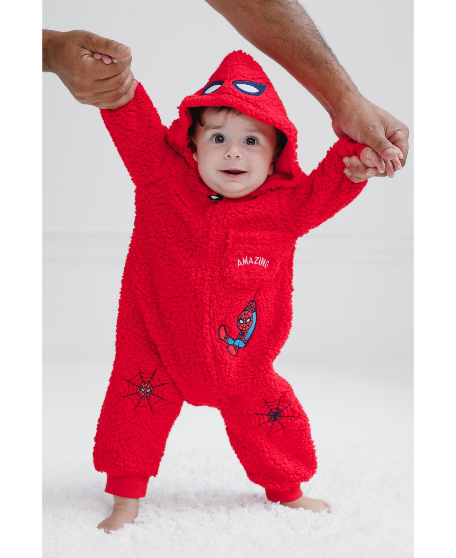Baby Boys Spider-Man Cozy Sherpa Zip Up Cosplay Coverall