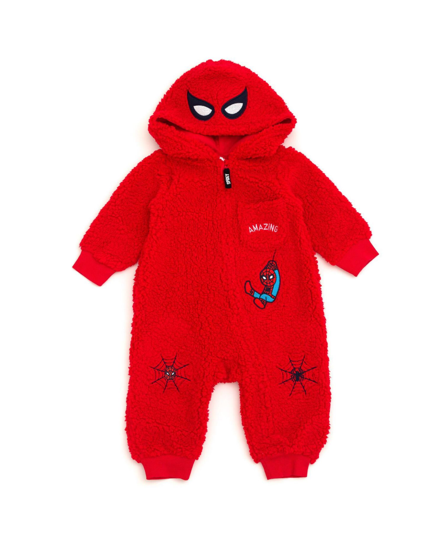 Baby Boys Spider-Man Cozy Sherpa Zip Up Cosplay Coverall