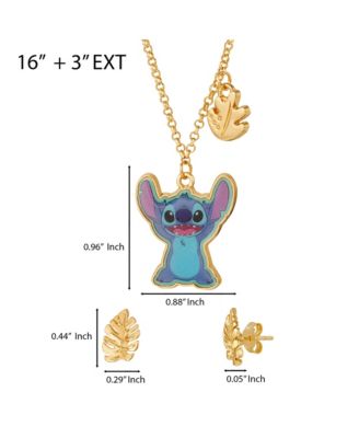 Stitch Jewelry Set - Stitch Necklace and Leaf Earrings