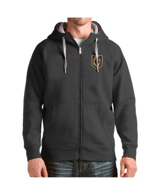 Antigua - Men's Charcoal Vegas Golden Knights Logo Victory Full-Zip Hoodie