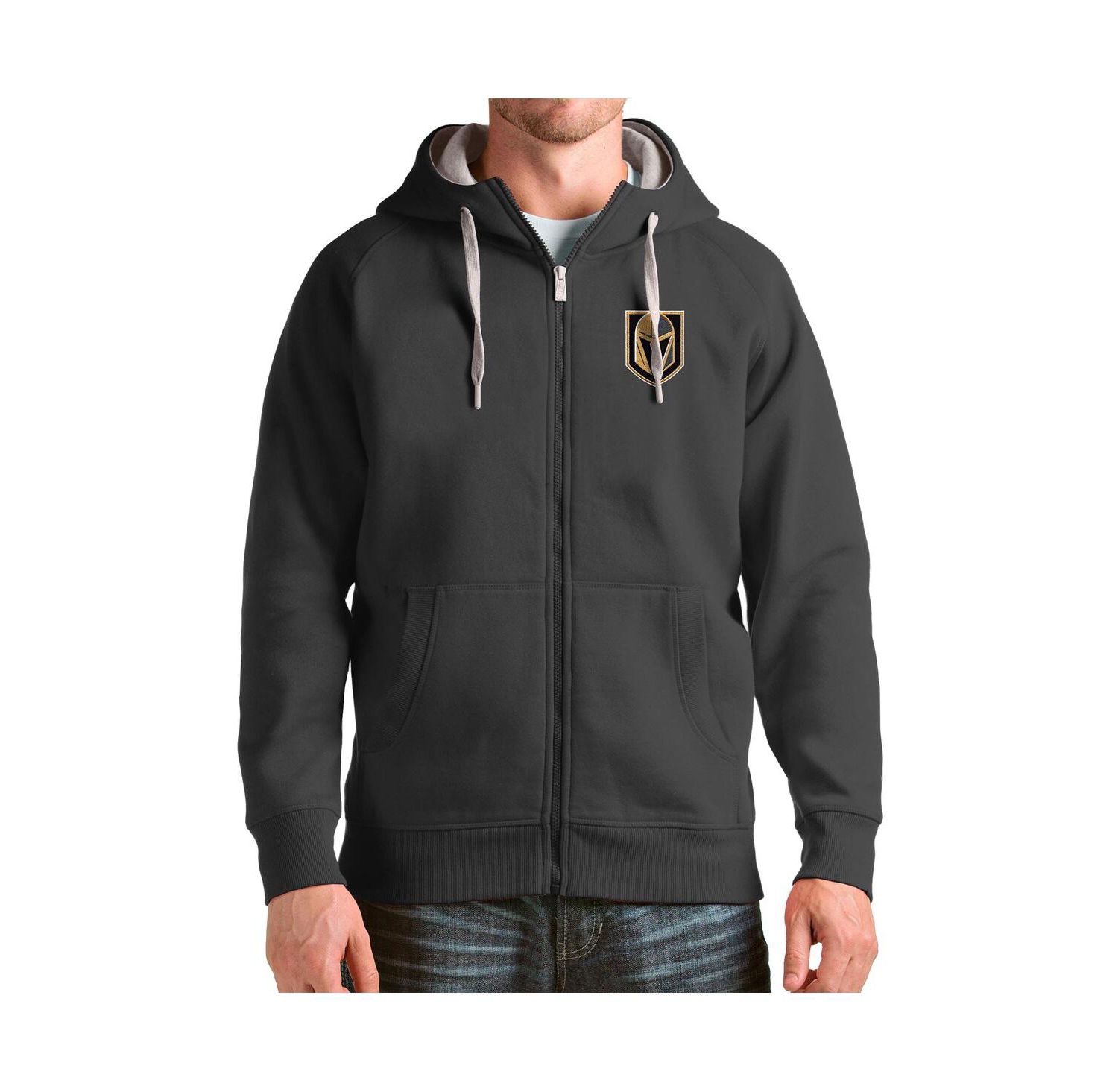 Men's Charcoal Vegas Golden Knights Logo Victory Full-Zip Hoodie