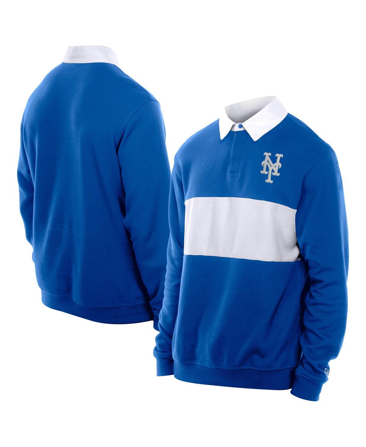 Shop New Era Men's Royal New York Mets Throwback Prep Color Block Rugby Polo Shirt