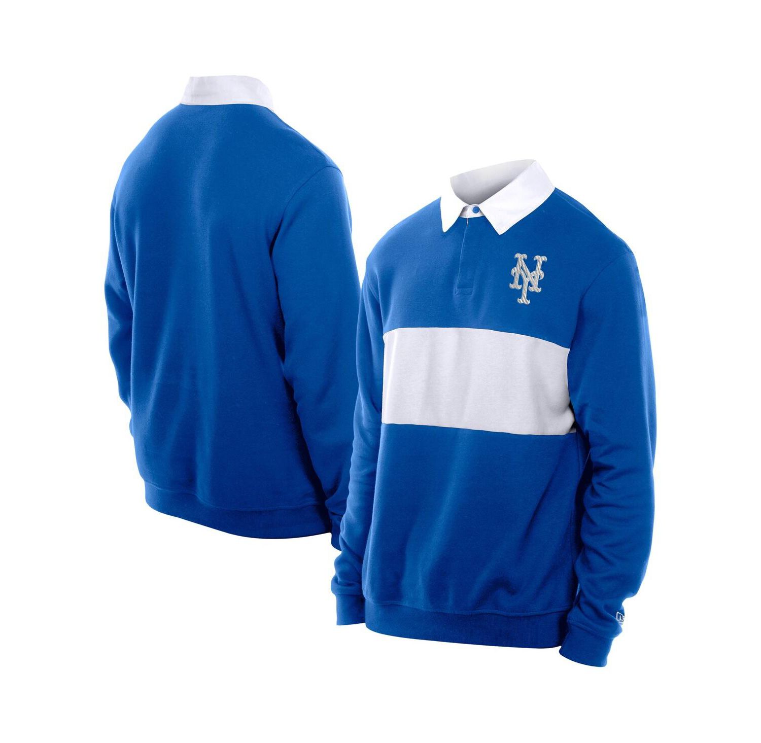 Men's Royal New York Mets Throwback Prep Color Block Rugby Polo Shirt