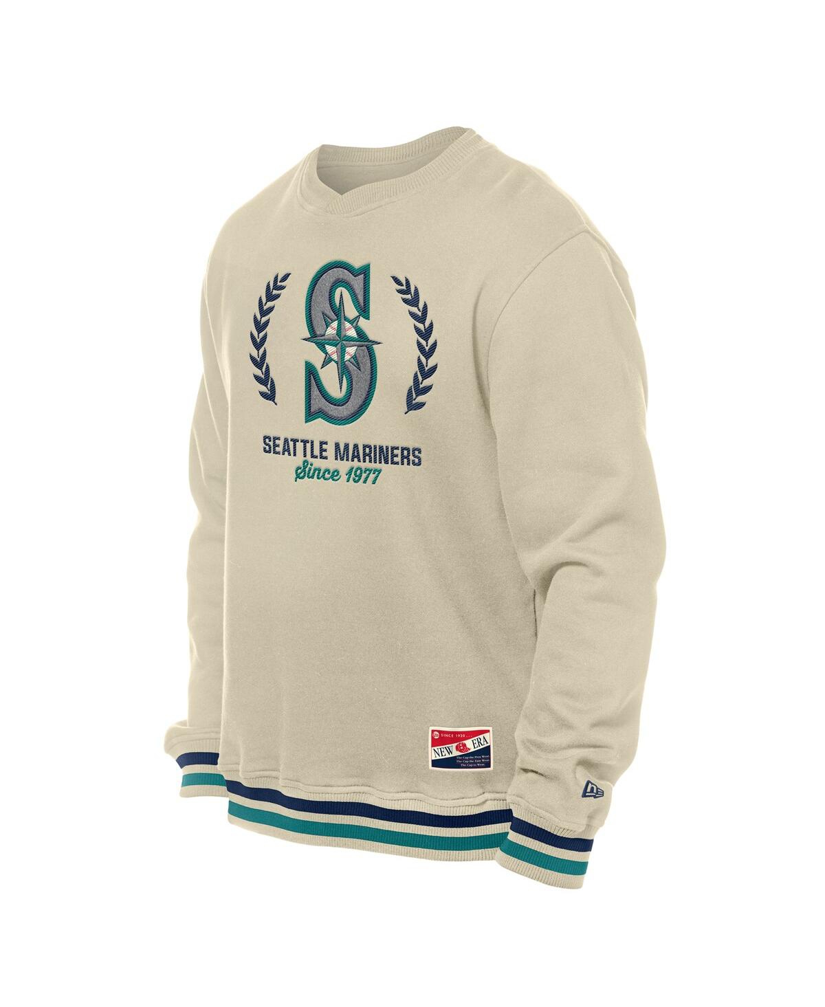 Shop New Era Men's Cream Seattle Mariners Throwback Pullover Sweatshirt