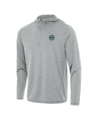 Antigua - Men's Heather Gray TGL The Bay Golf Club Tidy Quarter-Zip Hoodie