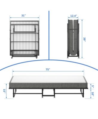 Portable Rollaway Guest Bed with Memory Foam Mattress and Bed Side Pocket