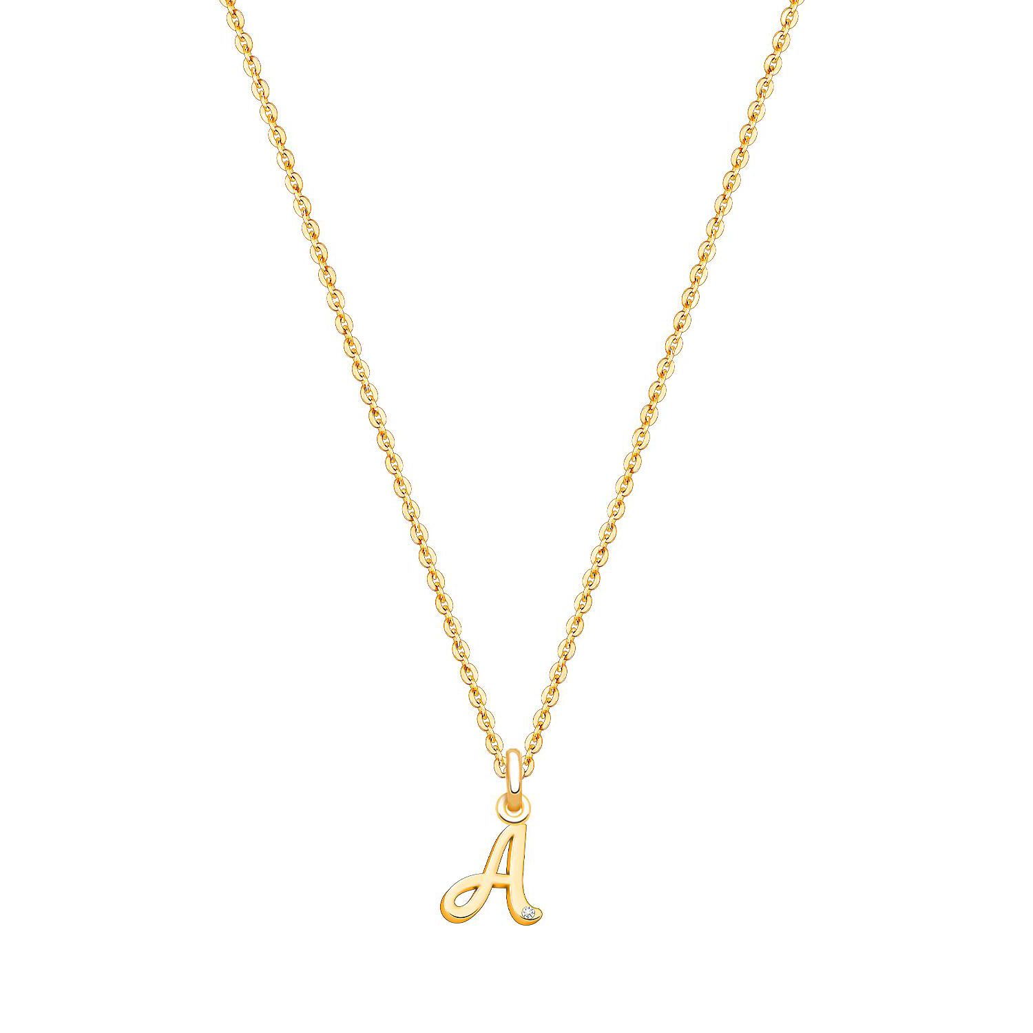 14K Gold Diamond Initial Necklace