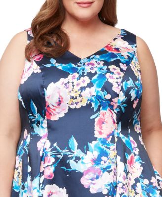 Plus Size Printed V-Neck Sleeveless Dress
