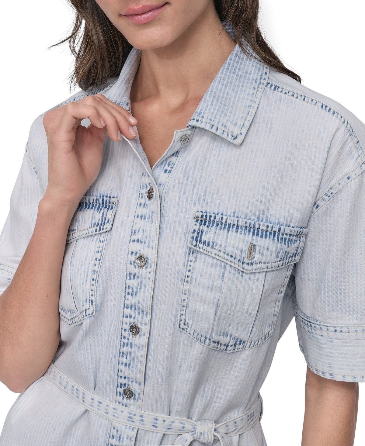 DKNY JEANS WOMEN'S DENIM SELF BELTED SHIRTDRESS 