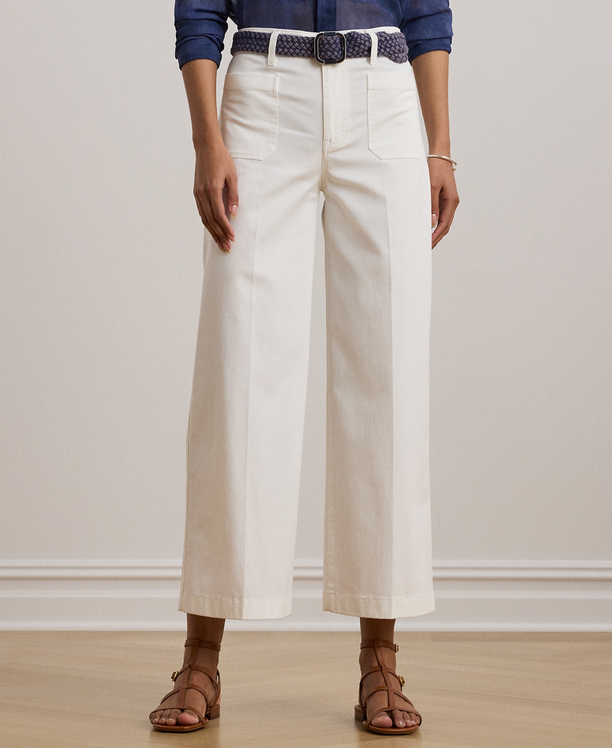 Shop Ralph Lauren Petite Stretch Chino Wide-leg Cropped Pants