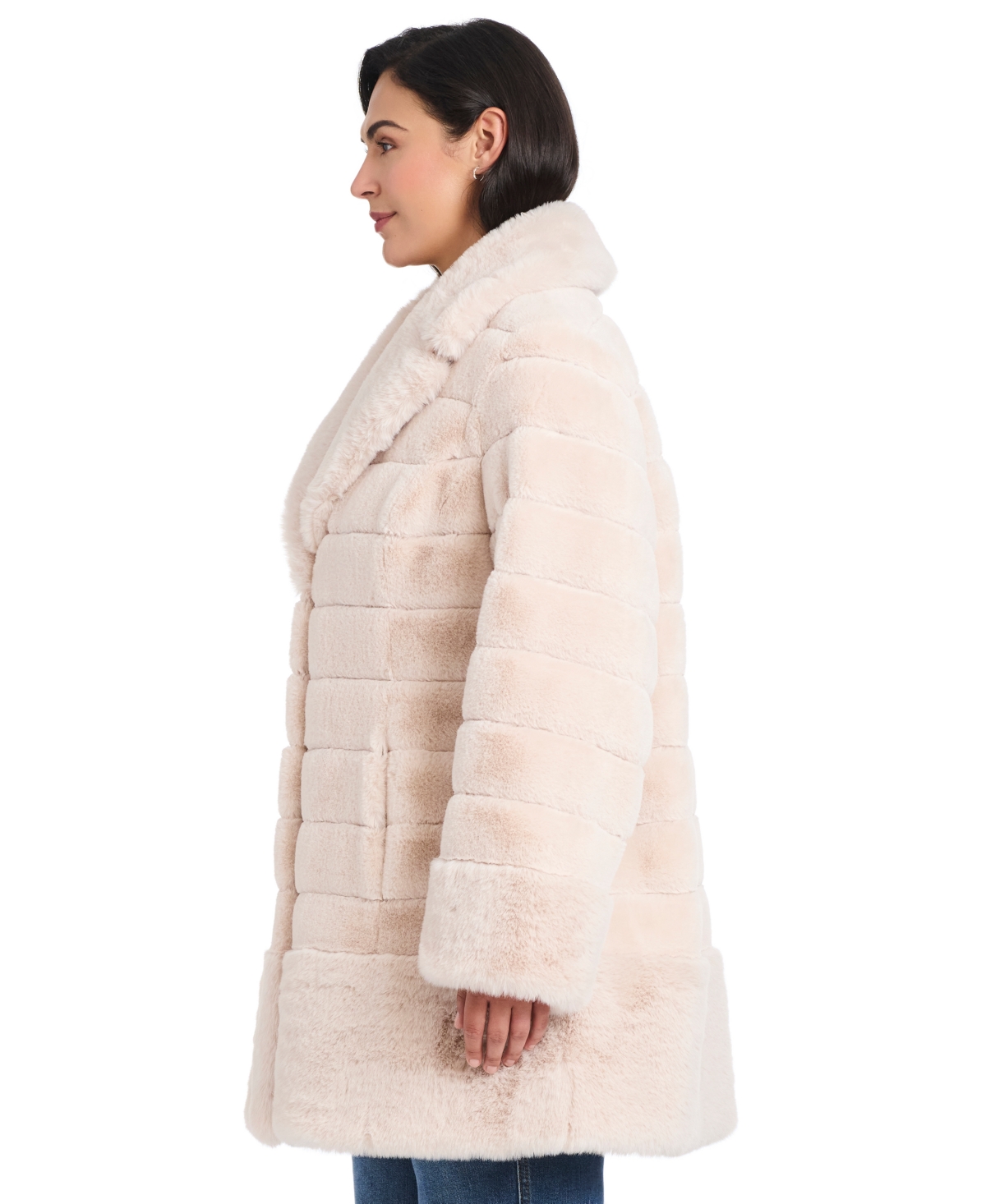 Jones New York Plus Size Faux-fur Notched-collar Coat In Neutral