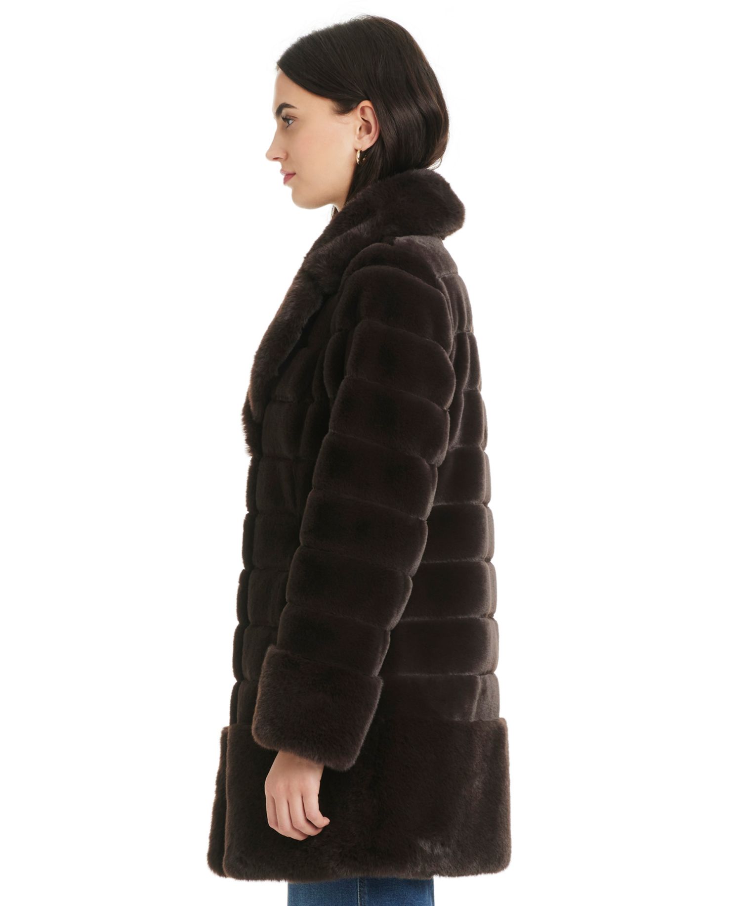 Women's Faux-Fur Notched-Collar Coat