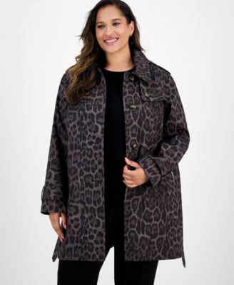 London Fog - Plus Size Hooded Belted Raincoat