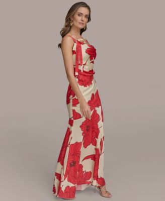 Women's Printed Cowl-Neck Gown
