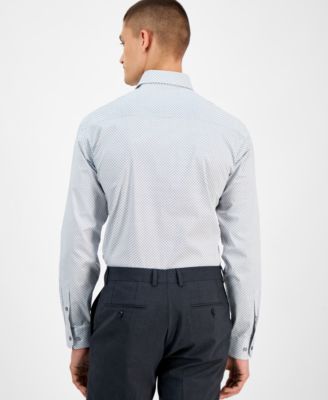 Men's Regular-Fit 4-Way Stretch Micro-Dot Dress Shirt, Created for Macy's