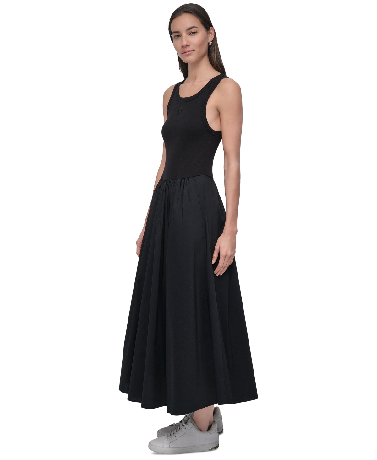 DKNY JEANS WOMEN'S MIXED-MEDIA TANK DRESS 