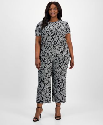 Ak Anne Klein Plus Size Printed Tulip Sleeve Top Wide Leg Pants