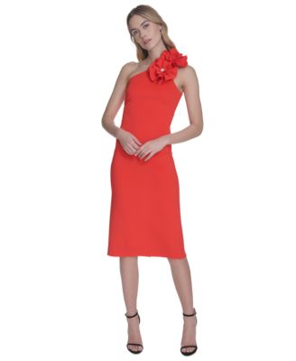 Eliza J - Women's One-Shoulder Rosette-Trim Dress