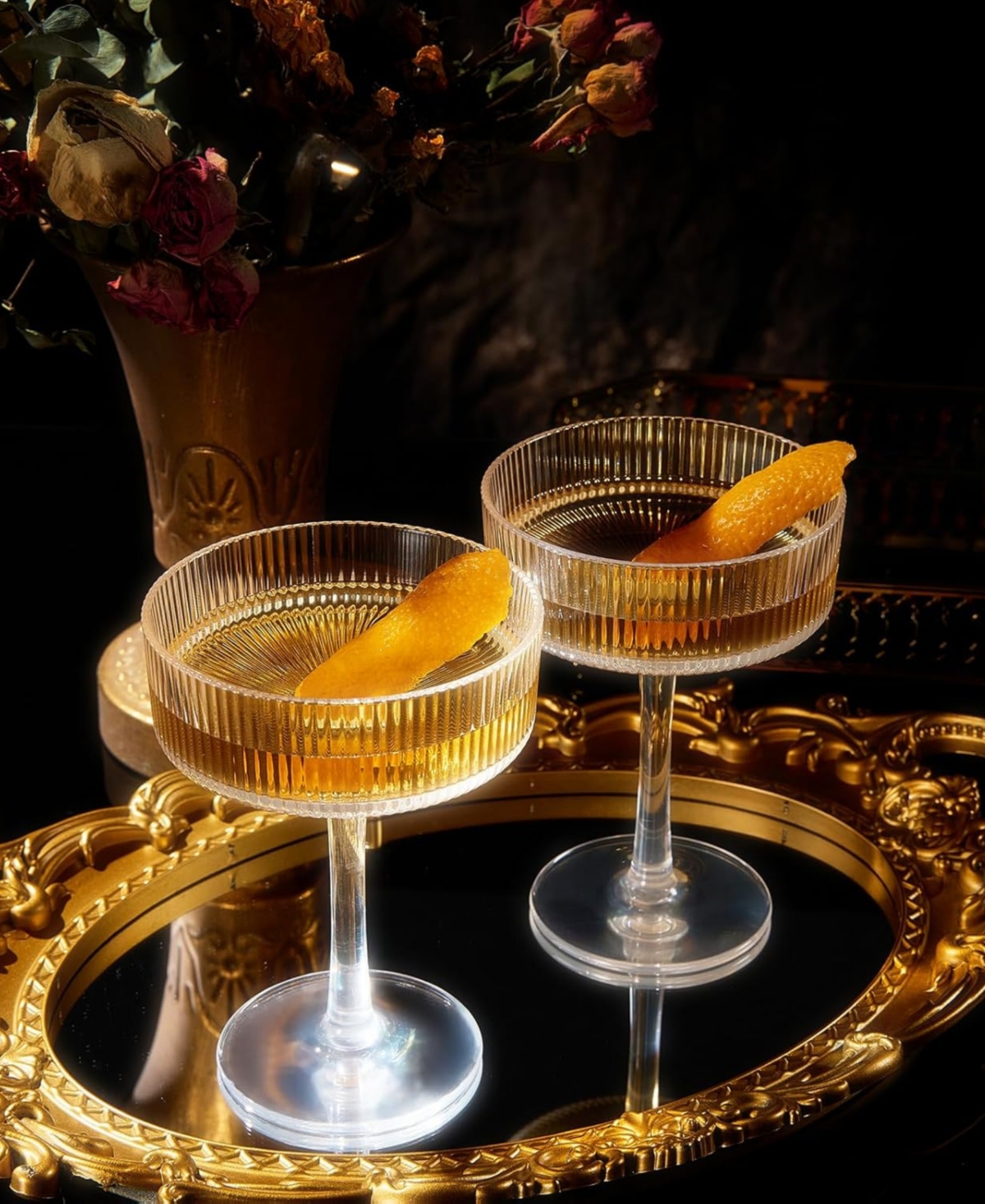 The Wine Savant Khen Art Deco Shatterproof Coupe Glasses, Set of 2