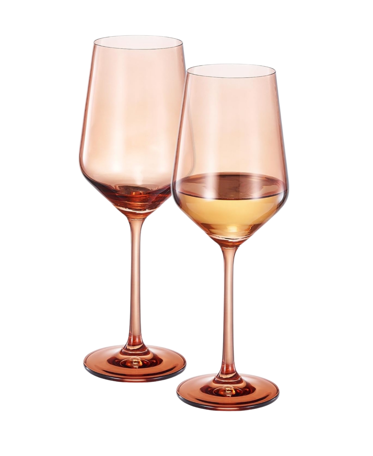 The Wine Savant Contemporary Wine Glasses, Set Of 2 In Muted Orange