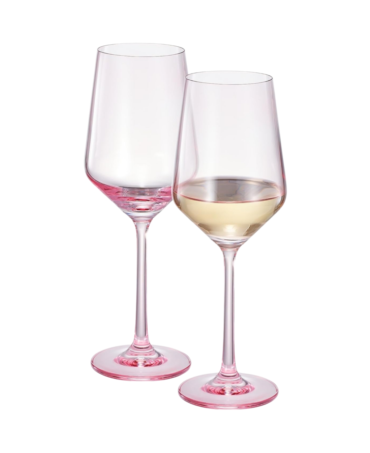 The Wine Savant Contemporary Wine Glasses, Set Of 2 In Poptail Pink