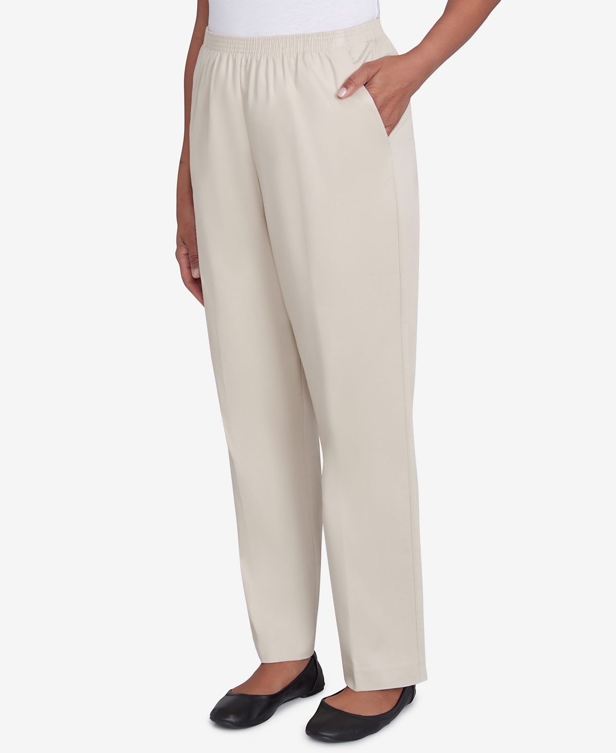 Alfred Dunner Petite Mid-rise Casual Pants In Neutral